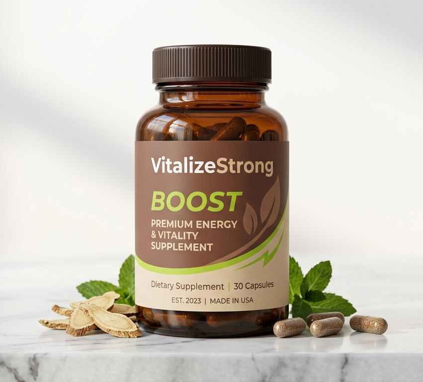 Frasco de VitalizeStrong Boost – suplemento alimentar natural